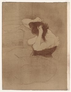 Elles: 髪をとかす女性 作： Henri de Toulouse-Lautrec