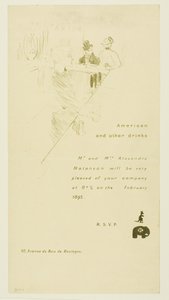アレクサンドル・ナタンソン夫妻への招待状 作： Henri de Toulouse-Lautrec