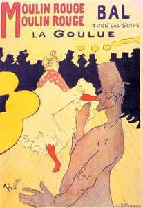 1891年、パリのムーランルージュで開催された「La Goulue」ショーのポスター（リトグラフ） 作： Henri de Toulouse Lautrec