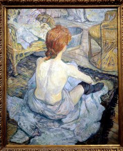 赤毛（トイレのこと）。アンリ・ド・トゥールーズ・ロートレック（Toulouse-Lautrec）の絵画 作： Henri de Toulouse Lautrec