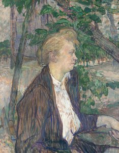 庭に座っている女性 作： Henri de Toulouse Lautrec