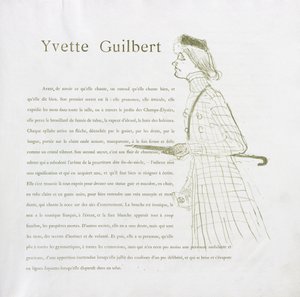 イヴェット・ギルベール＝フレンチ・シリーズ：No. 1 作： Henri de Toulouse-Lautrec