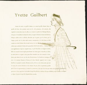 イヴェット・ギルベール 作： Henri de Toulouse-Lautrec