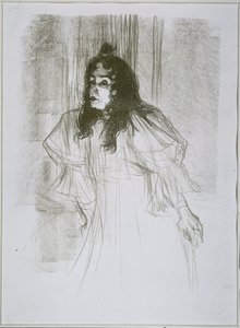 May Belfort (May Egan) の肖像、2 人の人物とピアノ ミス・メイ・ベルフォート（原題） 作： Henri de Toulouse Lautrec (signed by artist)