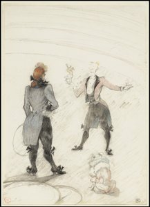 サーカスで：犬の調教師、1899年 作： Henri de Toulouse Lautrec