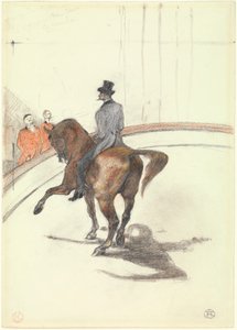 サーカスで：スパニッシュウォーク、1899（グラファイト、カラーパステル、木炭の上に木炭） 作： Henri de Toulouse Lautrec