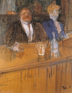 カフェで：消費者とクロロティックキャッシャー 作： Henri de Toulouse Lautrec