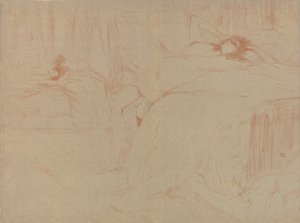 1896 年の Elles シリーズより、ベッドの上で倒れている。 作： Henri de Toulouse Lautrec