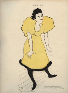 1895年2月23日に発行された「Le Rire - Journal humoristique published le samedi - n°16」に掲載された「Polar」（La chanteuse Polaire）を表すHenri de Toulouse Lautrecのドローイング。 作： Henri de Toulouse Lautrec