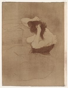 Elles: 髪をとかす女性 作： Henri de Toulouse Lautrec