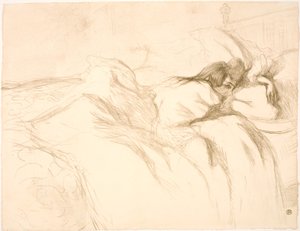 横たわる女、目覚まし時計 作： Henri de Toulouse Lautrec