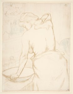 Femme qui se lave, la Toilette (トイレで自分を洗う女)、シリーズ Elles より 作： Henri de Toulouse Lautrec