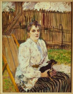 犬を持つ女性 作： Henri de Toulouse Lautrec