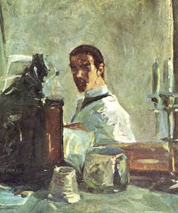 フランス語  鏡の前の自画像