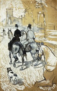 ブローニュの森に向かう乗馬。ボロー・ド・ボローニュに向かうライダー、1888 作： Henri de Toulouse Lautrec