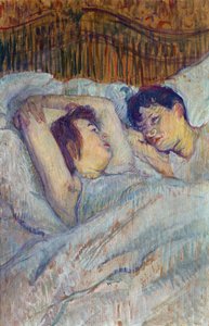 ベッドの中で par Toulouse-Lautrec, Henri, de (1864-1901).厚紙に油彩 作： Henri de Toulouse Lautrec