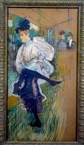 踊るジェーン・アヴリル ジェーン・アヴリル（1868-1943）はムーラン・ルージュのダンサーだった。アンリ・ド・トゥールーズ・ロートレック（1864-1901）による絵画 1891年 日0,85x0,45 m パリ、オルセー美術館 作： Henri de Toulouse Lautrec