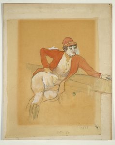 ジョッキーの衣装を着たラ・マカロナ 作： Henri de Toulouse Lautrec
