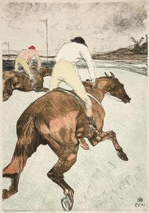 ザ・ジョッキー 競走馬、パブ1899年（カラーリトグラフ 作： Henri de Toulouse Lautrec