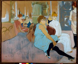 ムーラン通り（パリ）のサロン。アンリ・ド・トゥールーズ・ロートレック（Toulouse-Lautrec）（1864-1901）の水彩画 作： Henri de Toulouse Lautrec