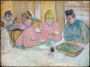 Les Dames dans la salle a manger - The Ladies in the Dining Room - Toulouse-Lautrec, Henri, de (1864-1901) - 1893-1894 - ボール紙に油彩 - 60,2x80,7 - Szepmuveszeti Muzeum、ブダペスト 作： Henri de Toulouse Lautrec