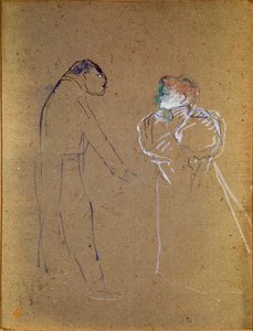 ルシアン・ジェルマン・ギトリ（1860-1925）とジャンヌ・グラニエ。アンリ・ド・トゥールーズ＝ロートレックのドローイング（Toulouse Lautrec 作： Henri de Toulouse Lautrec