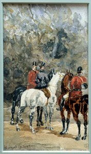 水彩画 アンリ・ド・トゥールーズ・ロートレック（1864-1901）1878年 アルビでの狩猟騎手の会合。トゥールーズ・ロートレック美術館（Musee Toulouse Lautrec 作： Henri de Toulouse Lautrec