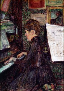 ピアノのディハウさんアンリ・ド・トゥールーズ＝ロートレックの絵画（トゥールーズ・ロートレック 作： Henri de Toulouse Lautrec