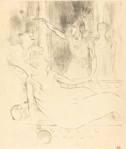 「La belle Helene」のシモン・ジラール夫人、ブラッスール、ガイ夫人 作： Henri de Toulouse Lautrec