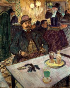 カフェでムッシュ・ボワロー 作： Henri de Toulouse Lautrec