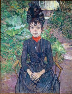 Justine Dieuhlの肖像 - 厚紙に油彩 作： Henri de Toulouse Lautrec