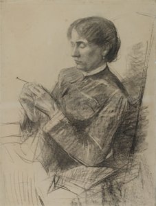 マダムラコンテスアデルドゥトゥールーズロートレックの肖像、1882年（紙に木炭） 作： Henri de Toulouse Lautrec