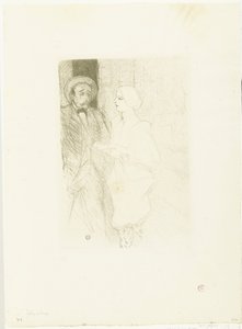 Portret van 俳優 Léonie Yahne in Henri Mayer in toneelstuk Age Difficult 困難な時代のヤーネとメイヤー 作： Henri de Toulouse Lautrec