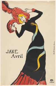 ダンサーのジェーン・アヴリル（ジャンヌ・ボードン）の肖像 Jane Avril (オブジェクトのタイトル) 作： Henri de Toulouse Lautrec