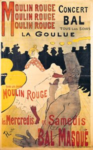 ムーラン・ルージュの「La Goulue」の宣伝ポスター 作： Henri de Toulouse Lautrec