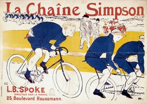 シンプソン自転車チェーンのポスター。アンリ・ド・トゥールーズ・ロートレック（Toulouse-Lautrec）（1864-1901）のイラスト。19世紀。パリ、装飾芸術の図書館 作： Henri de Toulouse Lautrec