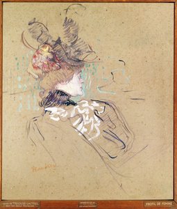 女性のプロフィール、1896年（カードに油彩） 作： Henri de Toulouse Lautrec