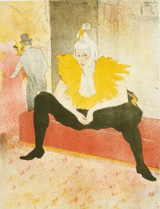 座っている女性の道化師 (Mademoiselle Cha-U-Kao)、Elles のプレート 1 作： Henri de Toulouse Lautrec