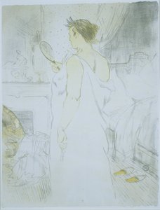 手鏡を見て立っている女性 ファム・ア・グラス（原題） ラ・グラス・ア・メイン（原題） 彼女（シリーズ名） エルズ（シリーズタイトル） 作： Henri de Toulouse Lautrec