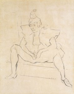 座っているピエロ。クロウネスアッシジ 作： Henri de Toulouse Lautrec