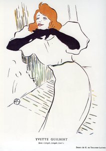 「「リンガー、ロンガー、ルー」」の歌手イヴェット・ギルバート（1867-1944）：アンリ・ド・トゥールーズ・ロートレック（トゥールーズ・ロートレック）の絵