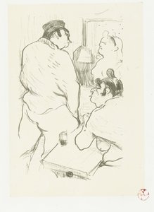 売春宿の 2 人の女性と男性 グルネルの恐怖 作： Henri de Toulouse Lautrec