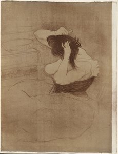 髪を梳く女—ラ・コイフル、『エル』よりプレート7 作： Henri de Toulouse Lautrec
