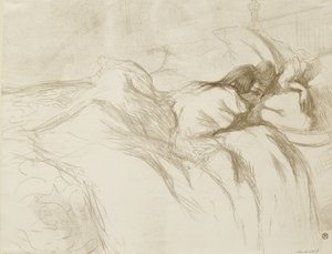 女性リクライニング-目覚める、1896 作： Henri de Toulouse Lautrec