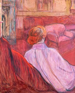 赤い椅子に座っている女性 作： Henri de Toulouse Lautrec
