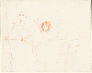 トレイを持つ女—朝食（バロン夫人とポポ夫人）、『エル』のプレート 2 作： Henri de Toulouse Lautrec