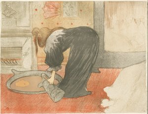 浴槽を持つ女性、エルスのプレート 4 作： Henri de Toulouse Lautrec
