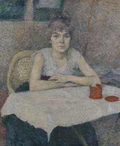 テーブルで若い女性 作： Henri de Toulouse Lautrec