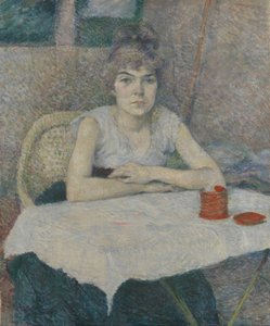 テーブルにいる若い女性、「プードル・デ・リズ」 作： Henri de Toulouse Lautrec