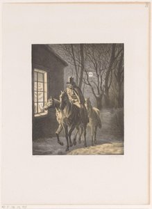 馬に乗った男が家の前を通り過ぎる 作： Henri van Seben